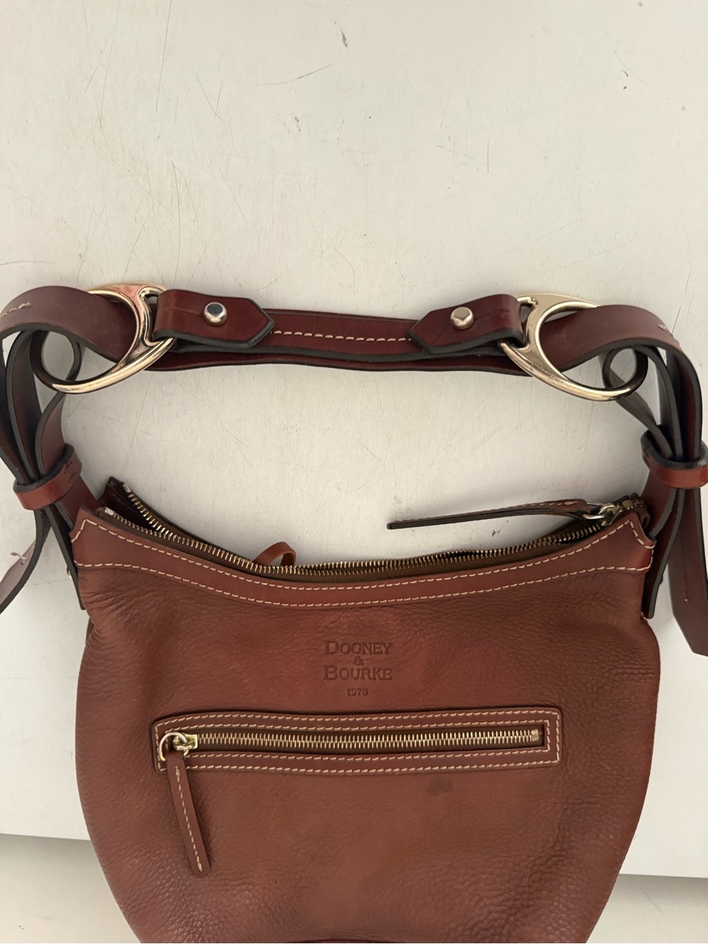 Dooney & Bourke Chestnut Brown Pebble Leather Shoulder Bag - Picture 4 of 11